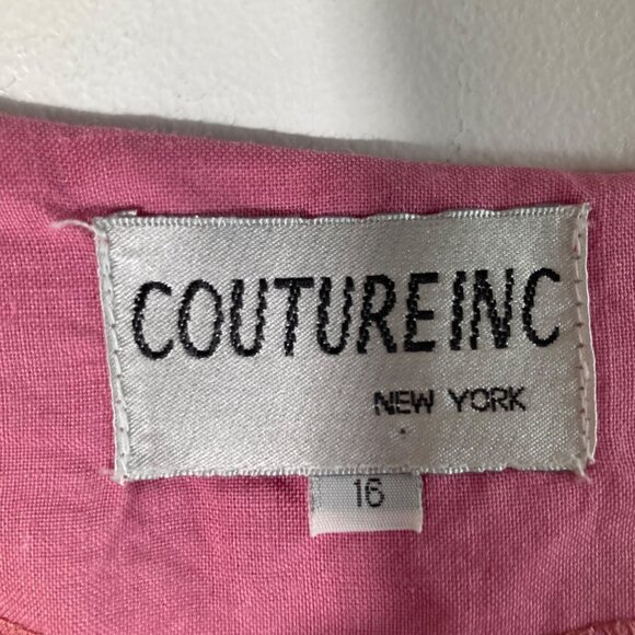 Womens Vintage Couture Inc Linen Jacket Sequined Embroidered Sleeve 16 Pink - Picture 7 of 10